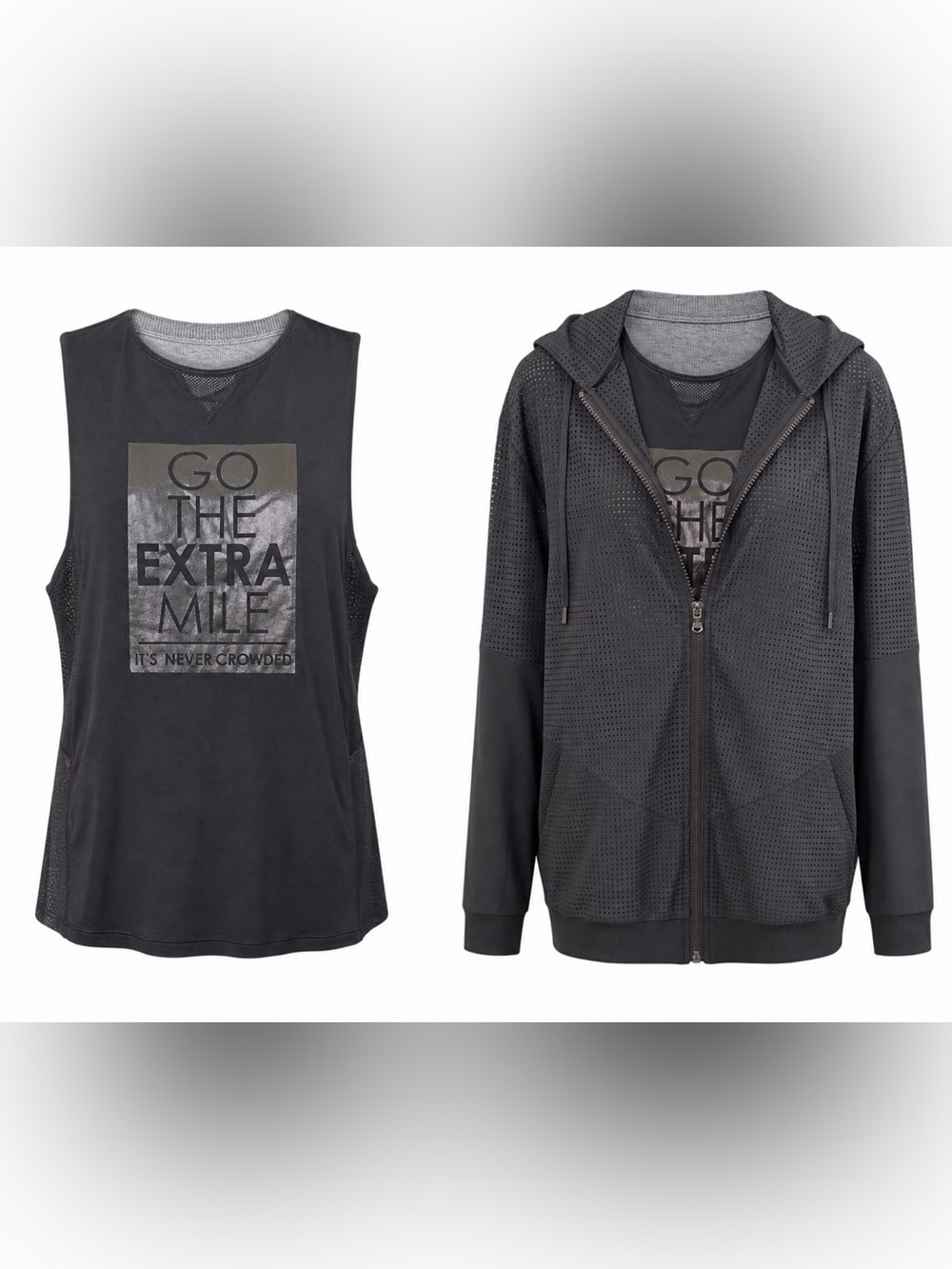 C9 by Champion 2-Piece Black Mesh Hoodie & Graphic Tank Set XXL NWT